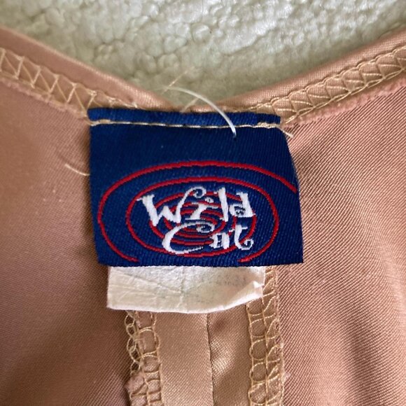 Vintage Tan satin lace cami top with V-neckline and beading and underwire detail - Picture 5 of 5